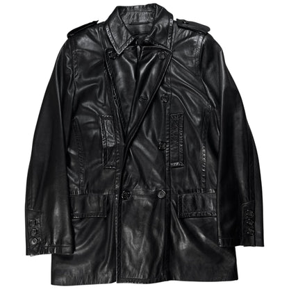 Gucci by Tom Ford Military Leather Peacoat - AW96
