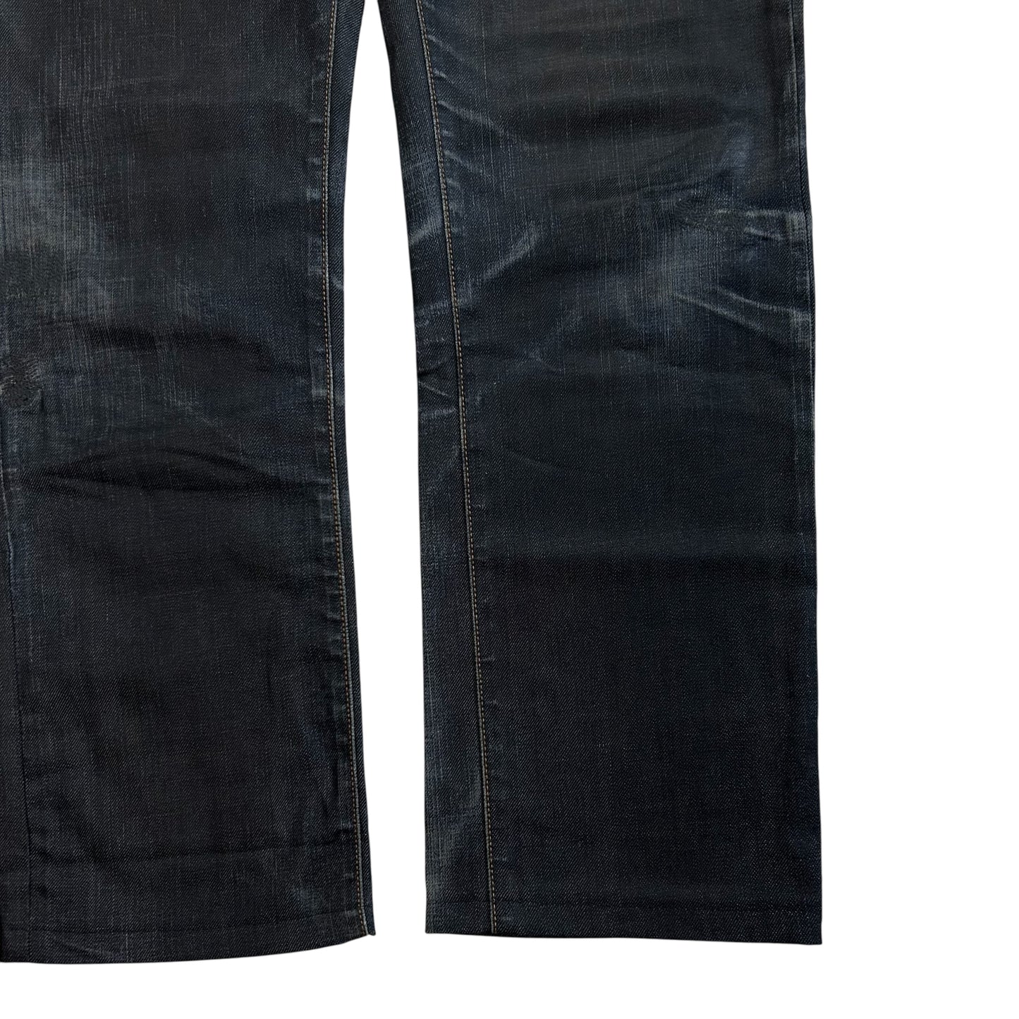 Dior Homme Dark Coated Whisker Straight Jeans - SS05