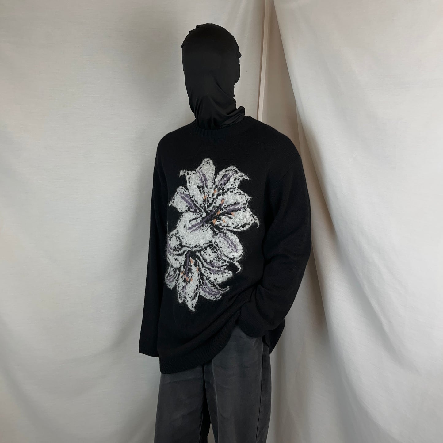 Yohji Yamamoto Pour Homme Flower Intarsia Knit Sweater - AW22
