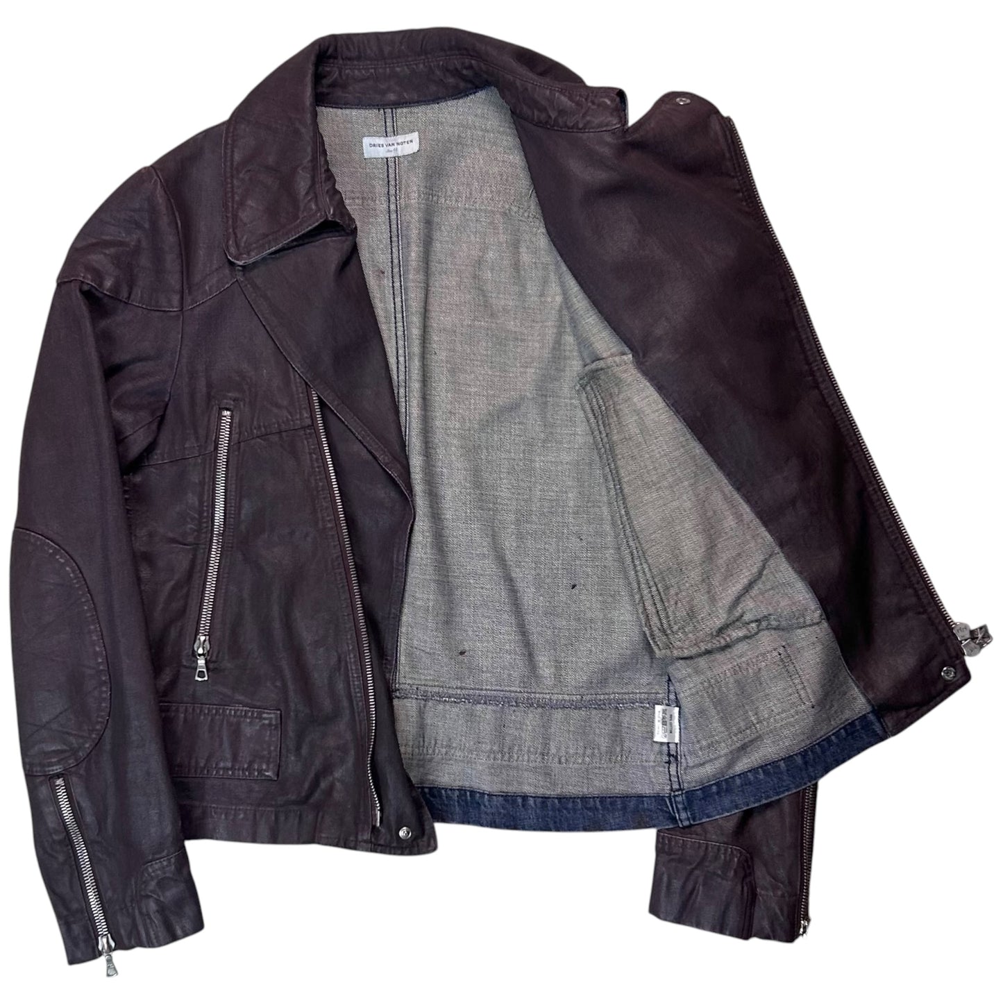 Dries Van Noten Waxed Multi Zip Biker Jacket - AW14