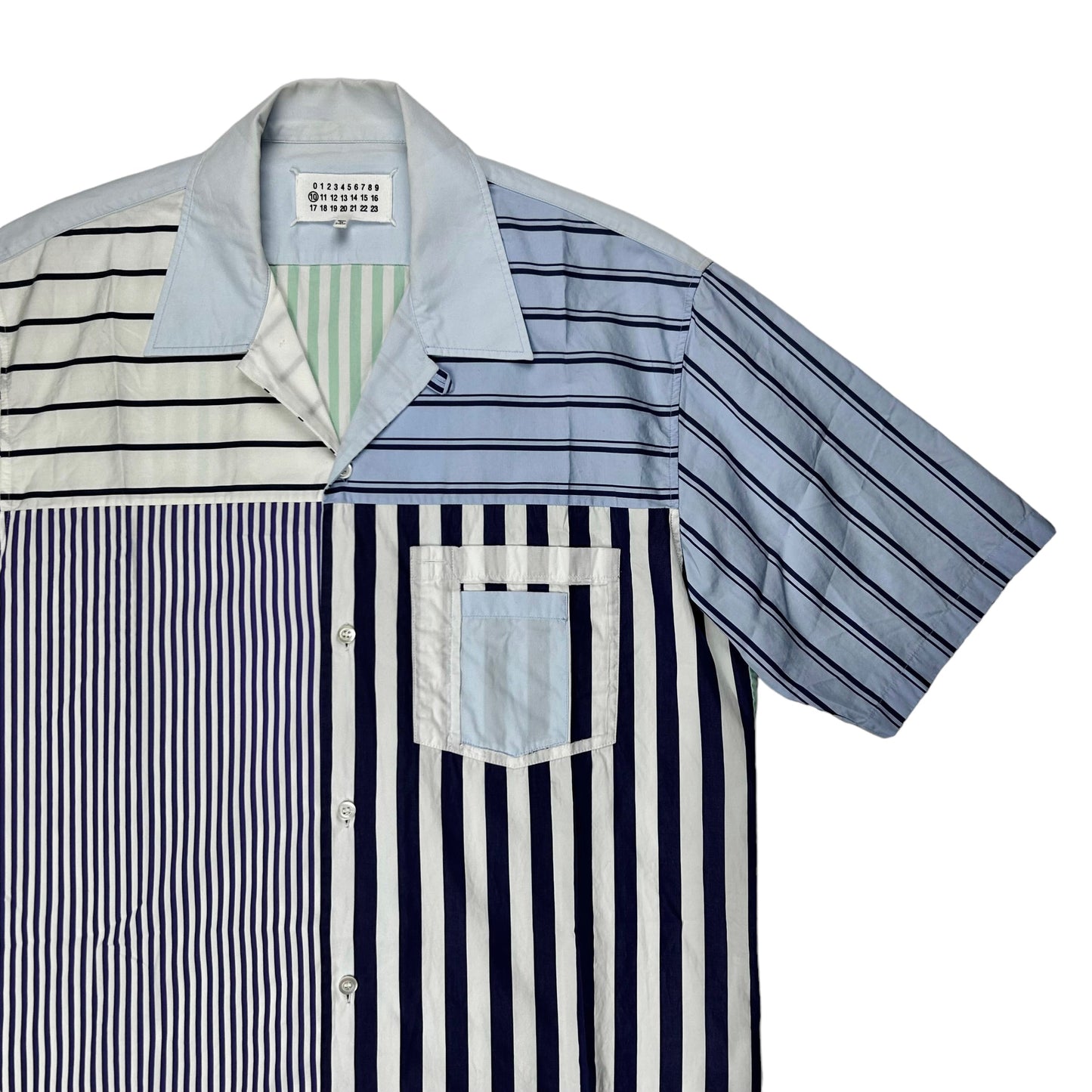 Maison Margiela Patchwork Striped Asymmetrical Shirt - SS19