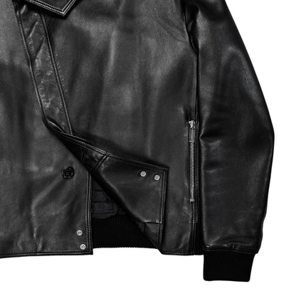 Dior Homme Asymmetric Drape Collar Leather Jacket - AW09