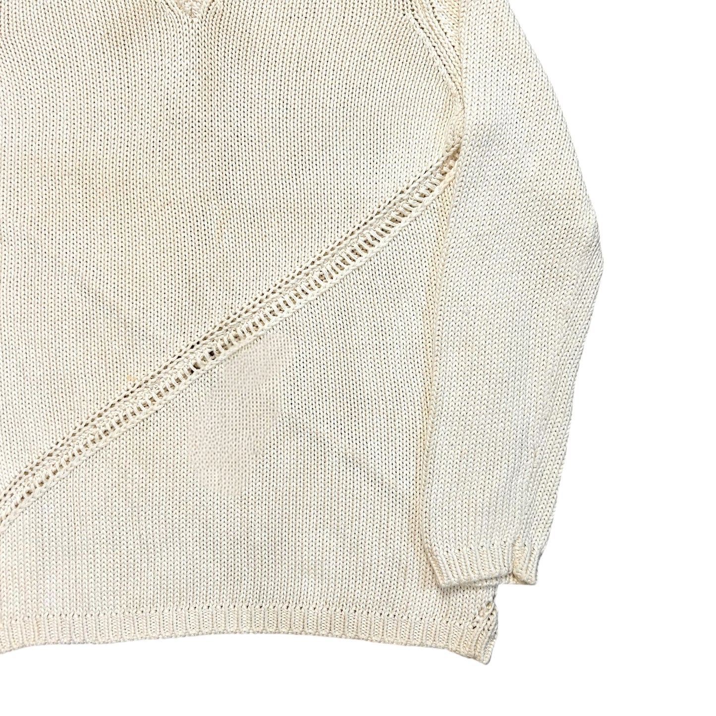 Jil Sander Asymmtric Perforated Stripe V-Neck Knit Sweater