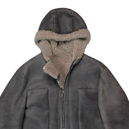 Rick Owens Hooded Shearling Leather Jacket - 2010s