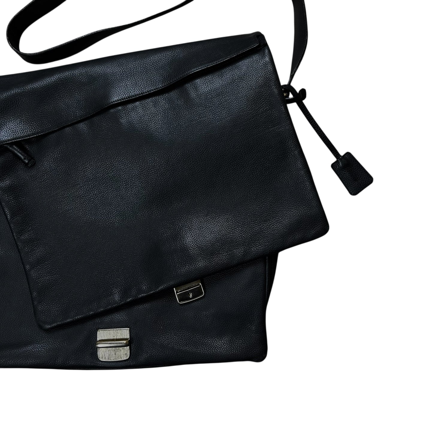 Jil Sander Lock Flap Grain Leather Messenger Bag