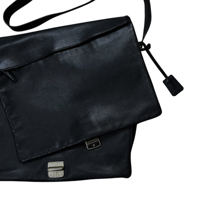 Jil Sander Lock Flap Grain Leather Messenger Bag