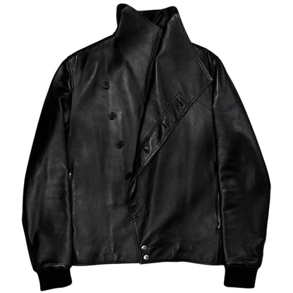 Dior Homme Asymmetric Drape Collar Leather Jacket - AW09