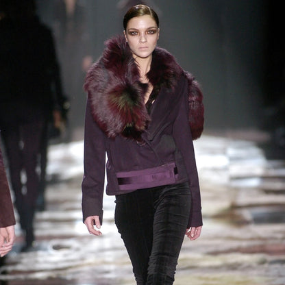 Gucci by Tom Ford Asymmetric Velcro Belted Cashmere Jacket - AW04