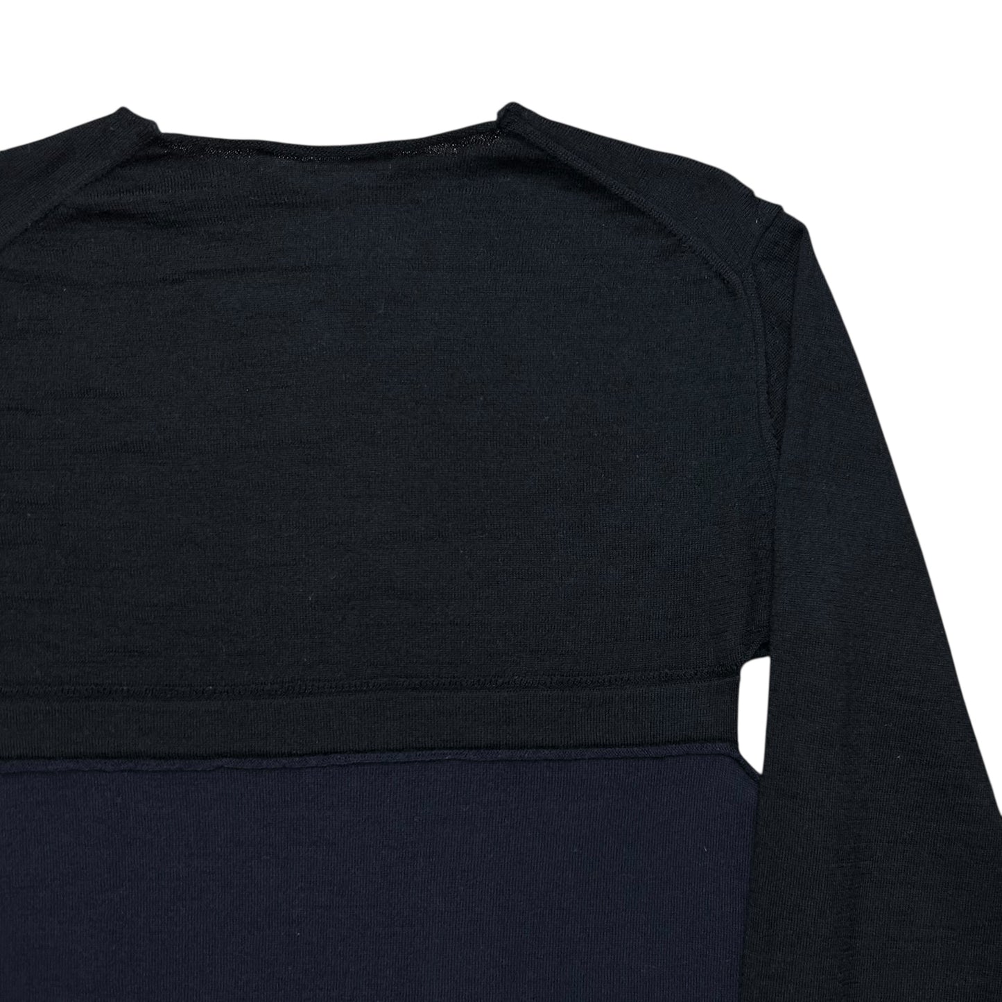 Comme des Garcons Shirt Cut Out Two Tone Wool Sweater