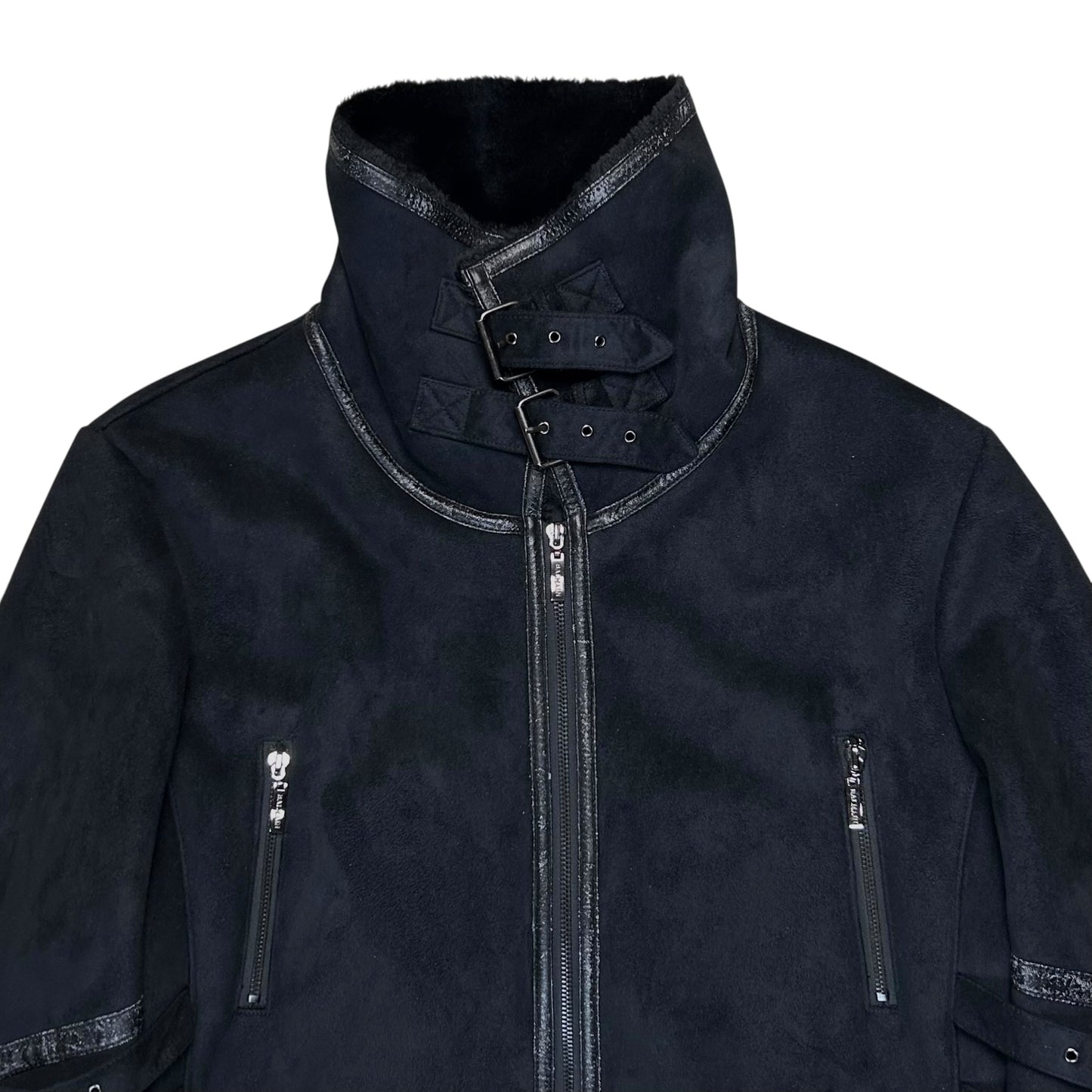 Balmain Multi Strap Faux Suede Coat - 90s