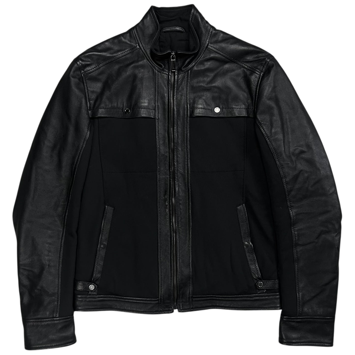 Dirk Bikkembergs Dual Fabric Moto Leather Jacket