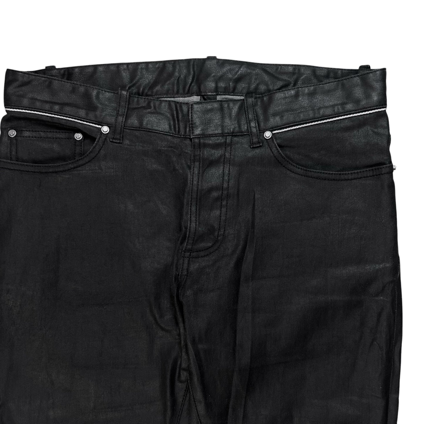 Balenciaga Waist Trimmed Waxed Capri Denim Shorts - SS13
