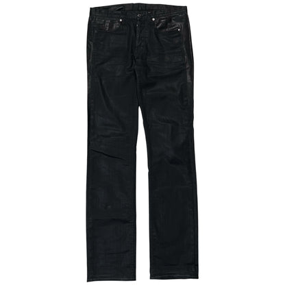 Dirk Bikkembergs Faux Leather Panel Waxed Jeans - SS12