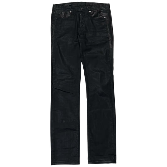 Dirk Bikkembergs Faux Leather Panel Waxed Jeans - SS12