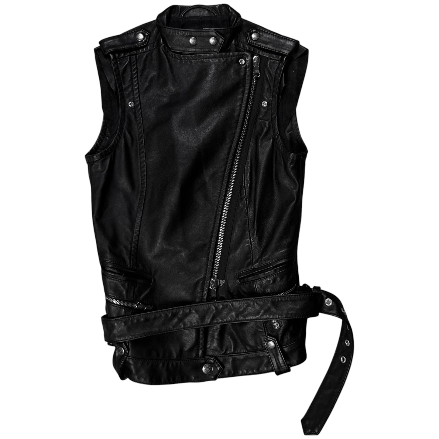 Balmain by Olivier Rousteing Belted Biker Leather Vest - SS12