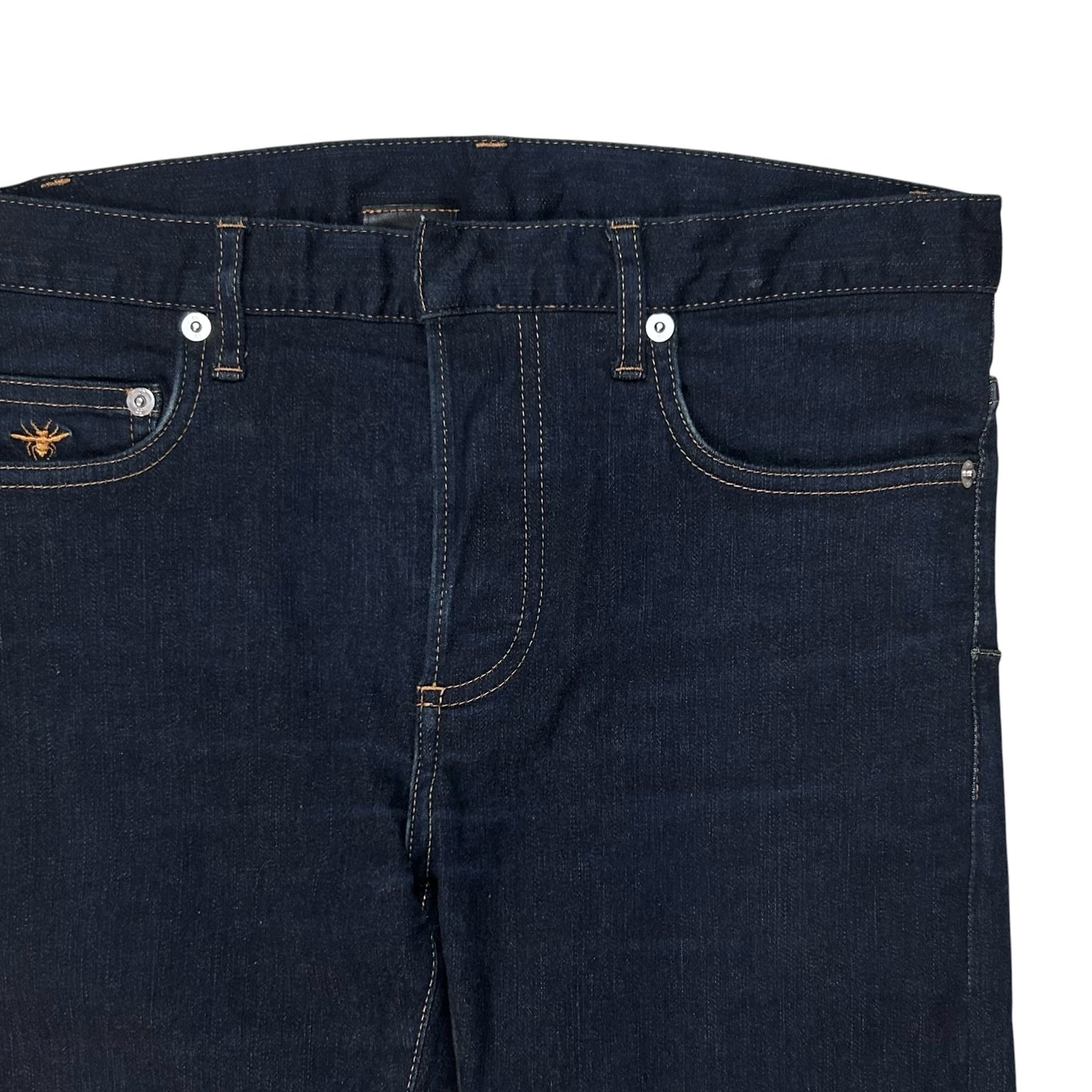 Dior Homme Bee Embroidery Raw Skinny Jeans - 2010s