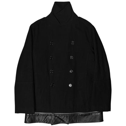 Dirk Bikkembergs Zip Leather Hem Peacoat - AW06
