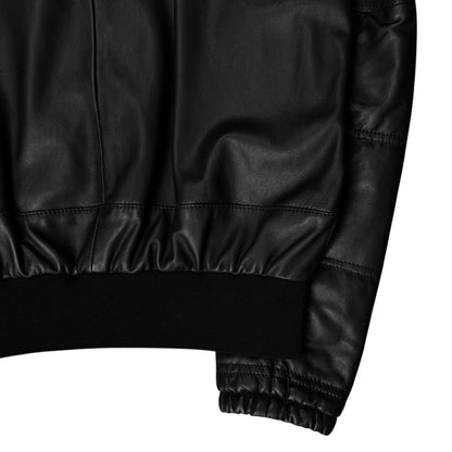 Dirk Bikkembergs Double Layered Zip Bomber Leather Jacket