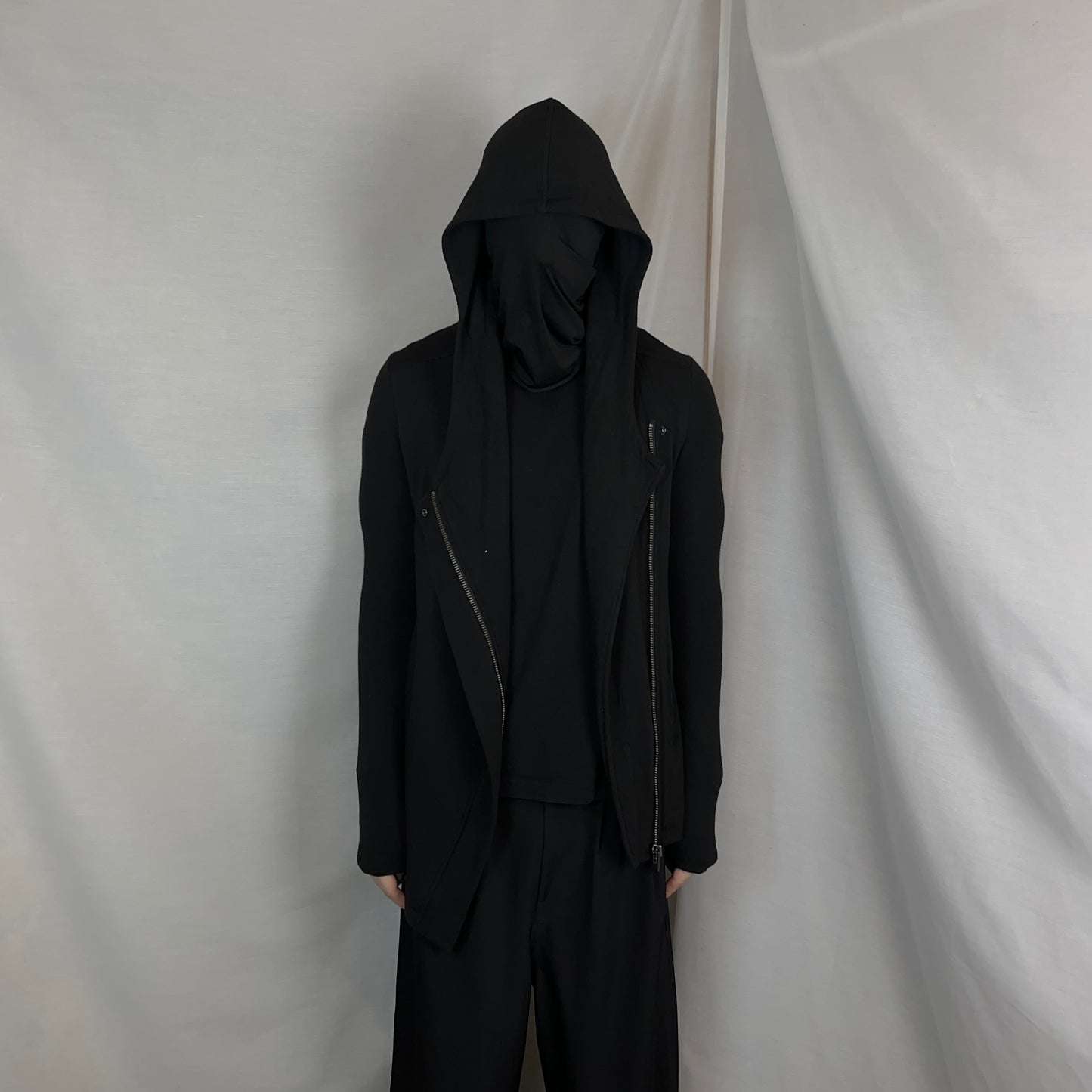 Helmut Lang Asymmetric Zip Rayon Hoodie - AW14