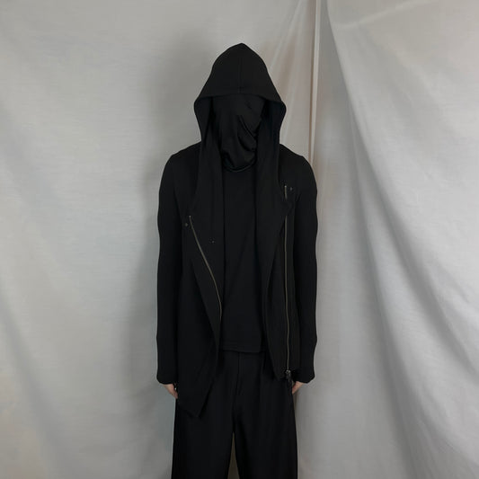 Helmut Lang Asymmetric Zip Rayon Hoodie - AW14