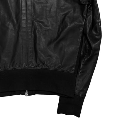 Dirk Bikkembergs Hooded Zip Bomber Leather Jacket