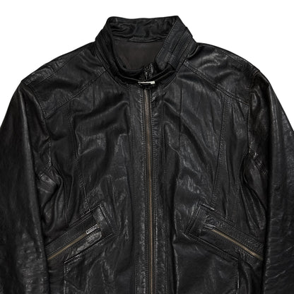 Dirk Bikkembergs Belted Collar Flight Leather Jacket