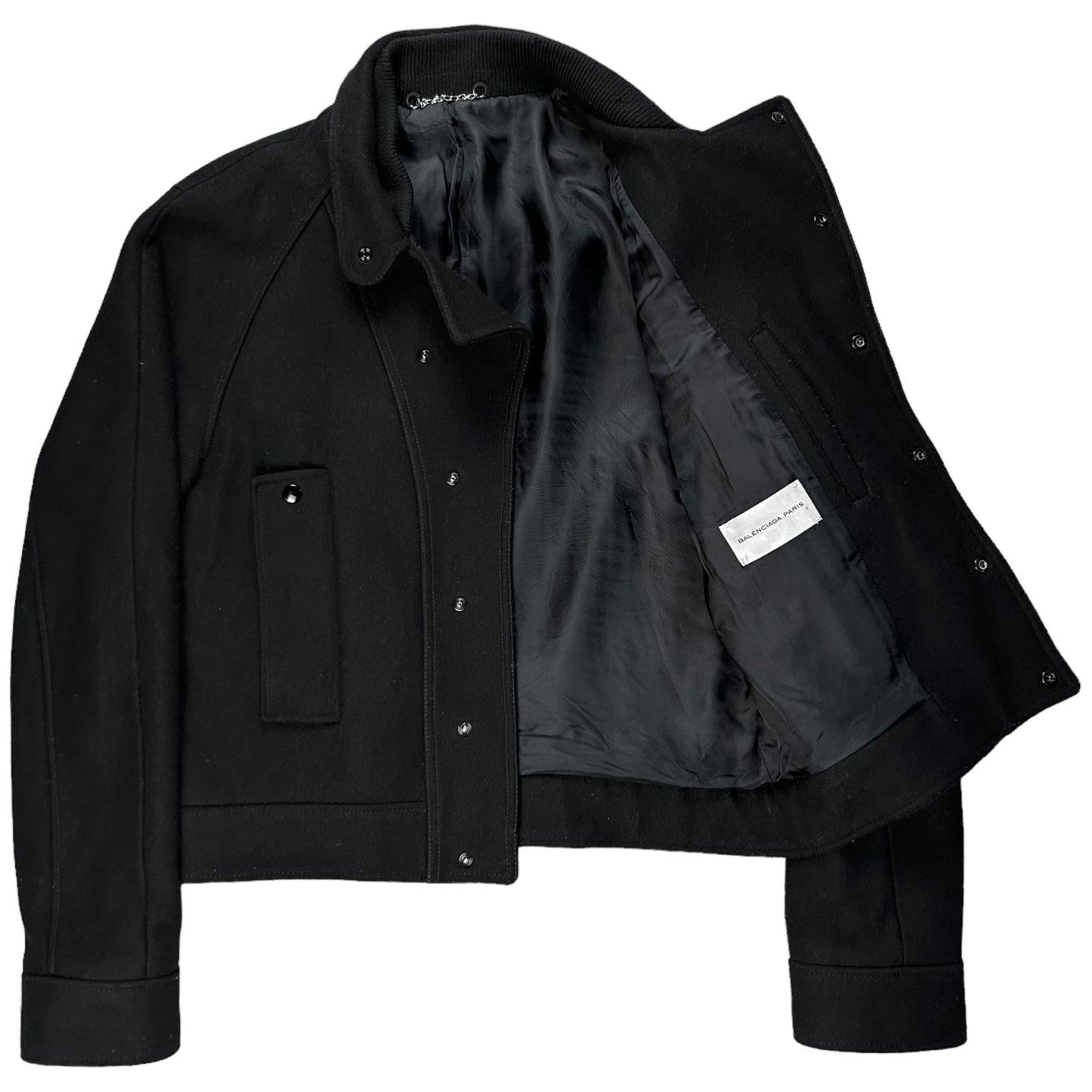 Balenciaga Cropped Snap Wool Bomber Jacket - AW09