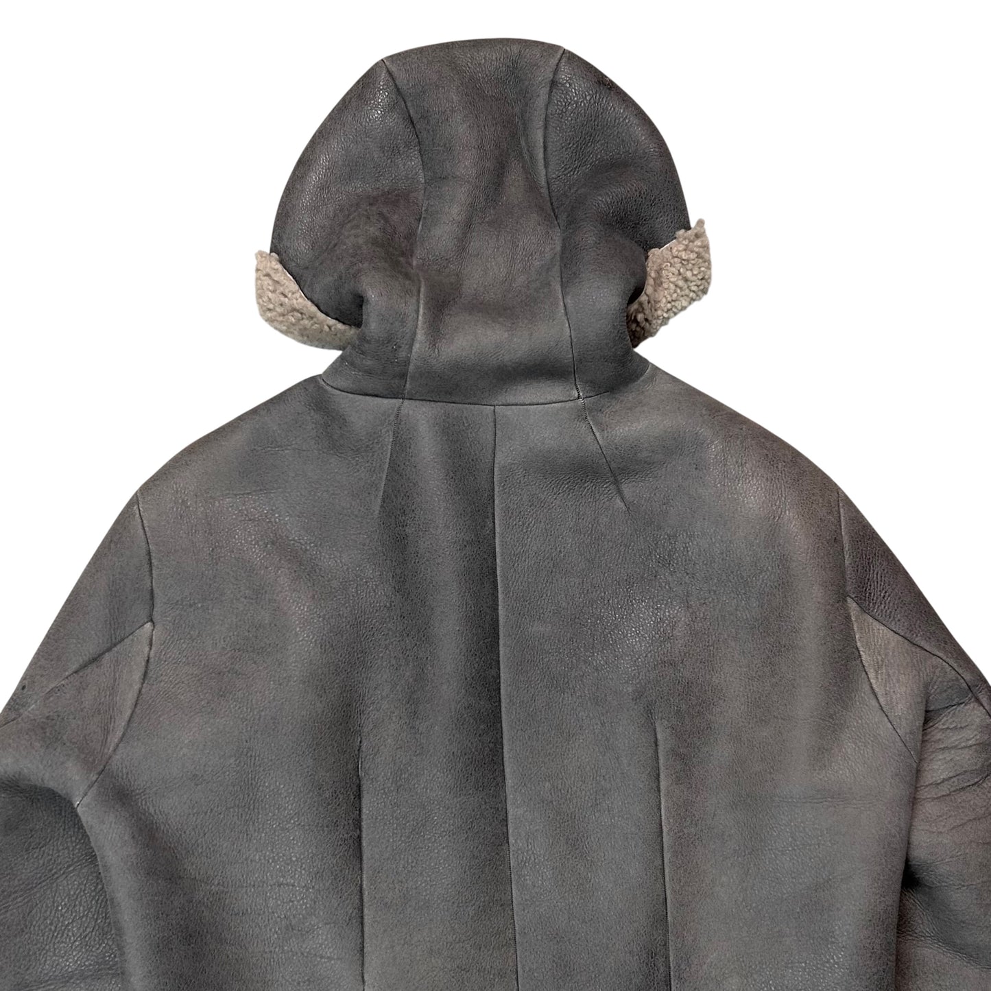 Rick Owens Hooded Shearling Leather Jacket - 2010s