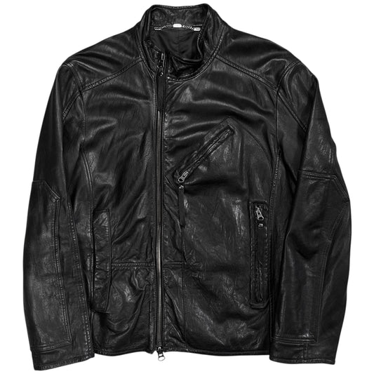 Dirk Bikkembergs Skewed Multi Zip Leather Racer Jacket