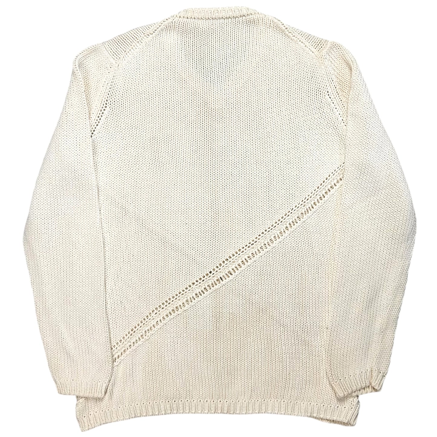 Jil Sander Asymmtric Perforated Stripe V-Neck Knit Sweater