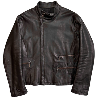 Dirk Bikkembergs Multi Back Zip Vegan Leather Bomber Jacket