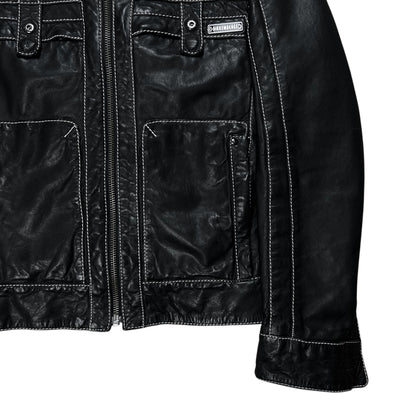 Dirk Bikkembergs Contrast Stitch Sheep Leather Jacket