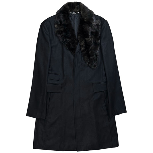 Dirk Bikkembergs Mink Fur Collar Wool Coat - AW08