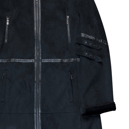 Balmain Multi Strap Faux Suede Coat - 90s