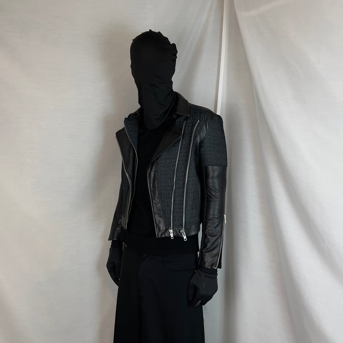 Helmut Lang Jacquard Multi Zip Perfecto Leather Jacket - AW12