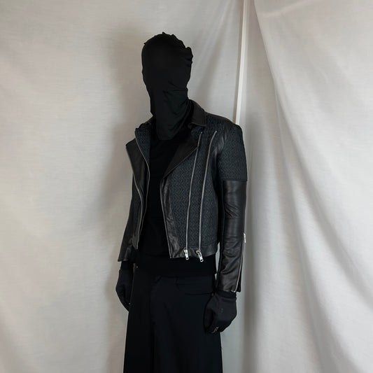 Helmut Lang Jacquard Multi Zip Perfecto Leather Jacket - AW12