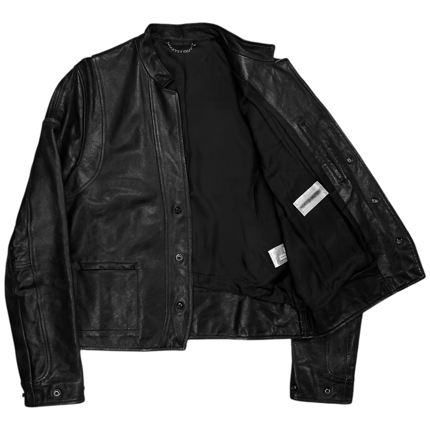 Balenciaga Mandarin Collar Leather Bomber Jacket - SS08