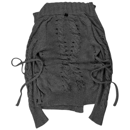 Ann Demeulemeester Asymmetric Buttoned Strap Alpaca Knit Sweater - AW10
