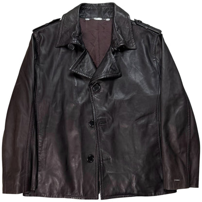 Dirk Bikkembergs Military Leather Peacoat - AW09