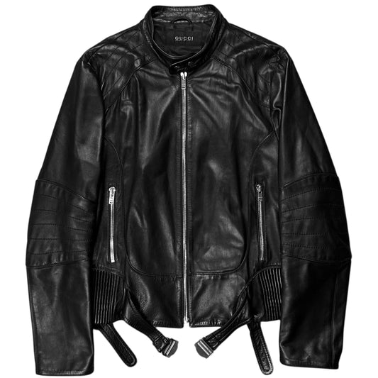 Gucci by Frida Giannini Dual Waist Belt Moto Leather Jacket - AW08