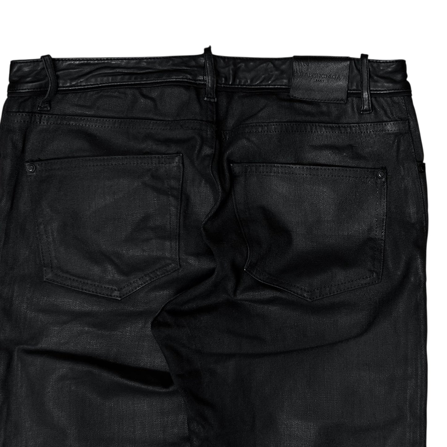 Balenciaga Waxed Leather Waist Jeans - AW15