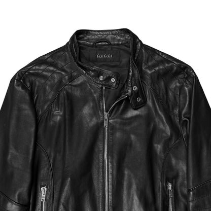 Gucci by Frida Giannini Dual Waist Belt Moto Leather Jacket - AW08
