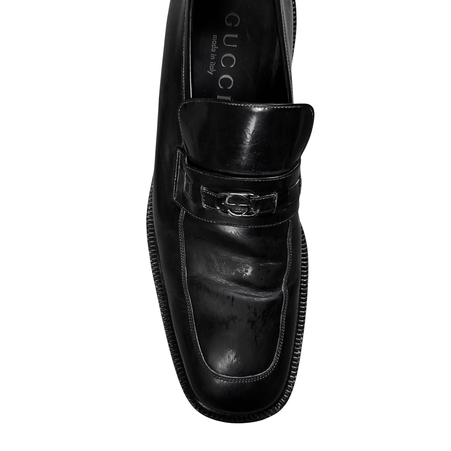 Gucci by Tom Ford Contrast Stitch Metal Logo Penny Loafers - AW96