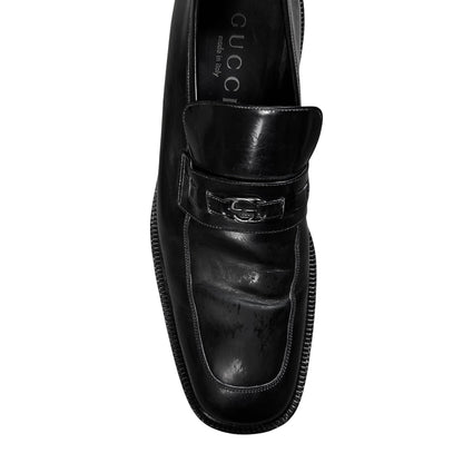 Gucci by Tom Ford Contrast Stitch Metal Logo Penny Loafers - AW96
