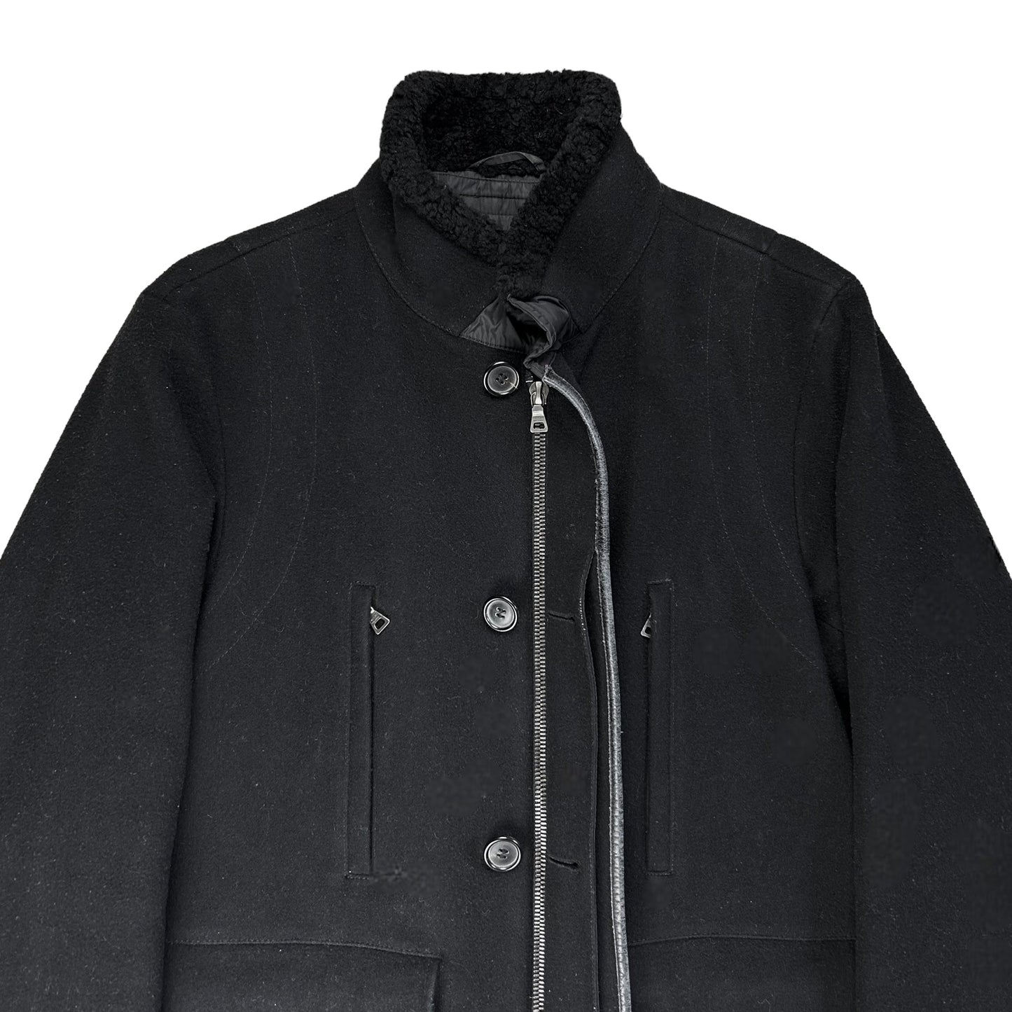 Prada Leather Trimmed Wool Jacket