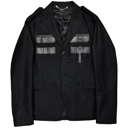 Dirk Bikkembergs Leather Pocket Metal Clip Military Blazer