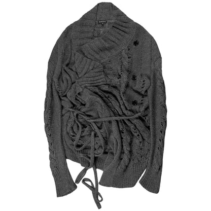 Ann Demeulemeester Asymmetric Buttoned Strap Alpaca Knit Sweater - AW10