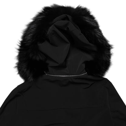 Prada Leather Belted Faux Fur Hood Jacket
