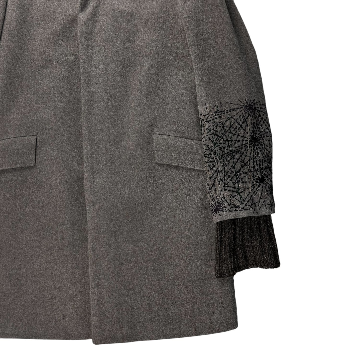 Dries Van Noten Embroidered Sleeve Wool Coat