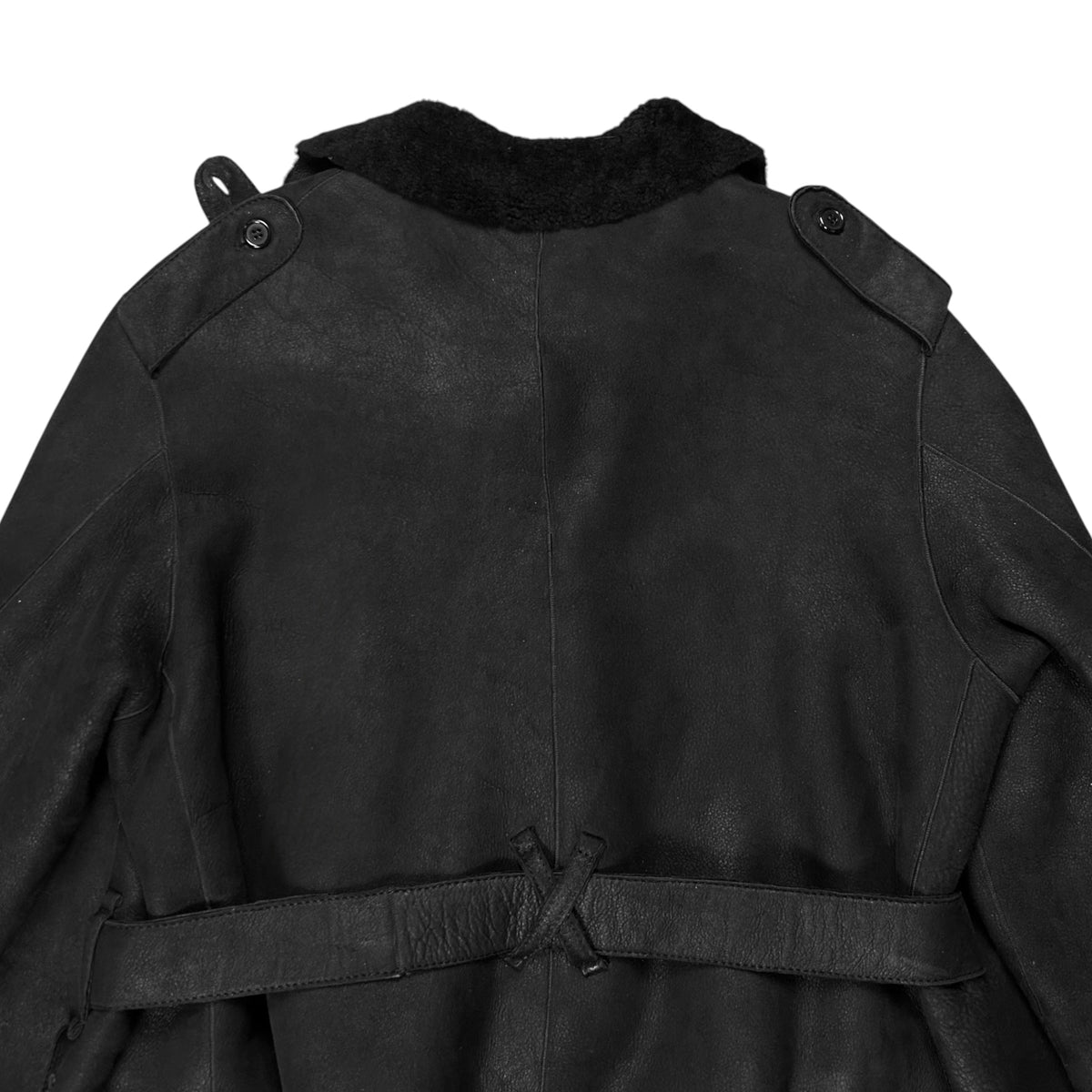 Ann Demeulemeester Double Breasted Belted Shearling Leather Jacket - AW19